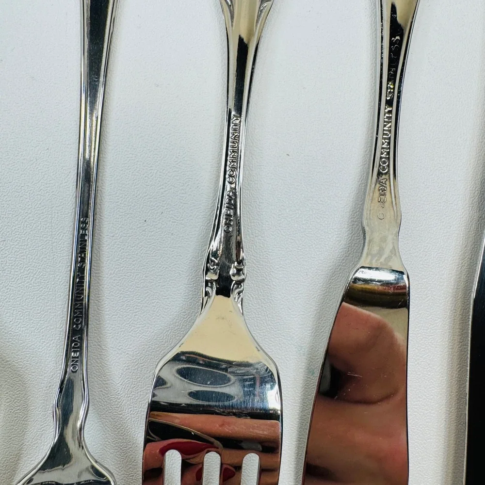 Oneida Plantation‎ Stainless Mixed Serving Utensils Lot 6 Rose Floral Flatware